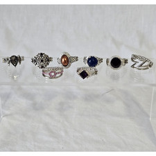 Fashion Stretch Gemstone Rings 8 Piece Bundle Deal Women's 8 to 9