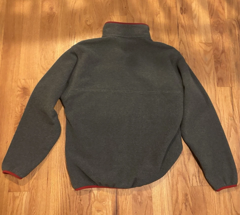 Patagonia Synchilla Mens Size Medium Snap T Fleece Pullover Jacket Gray Red Trim - Image 3 of 4