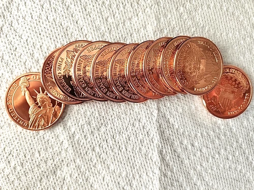 Statue Of Liberty 1oz Copper .999 Fine Rounds/Coins Golden State Mint Lot of 11