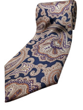 CHRISTIAN DIOR Vintage made in USA 100% Silk Tie Navy Blue Purple Paisley NEW