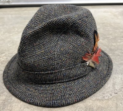Vintage Shandon Donegal Tweed Bucket Hat 7 5/8 Wool Fleck Fedora Made In Ireland