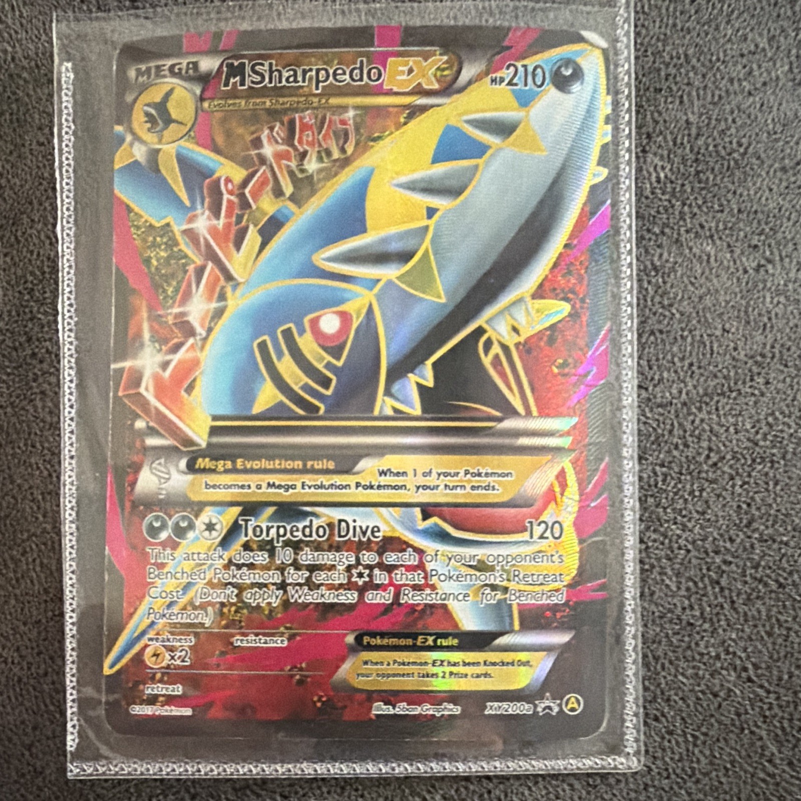 Pokemon TCG M Sharpedo EX XY200 2016 Promo Mega Full Art Holo English HP 210