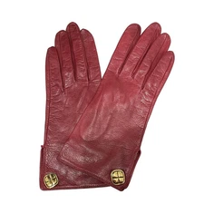 Auth CHANEL - Bordeaux Lambskin Women's Gloves