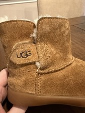 UGG Unisex Baby Toddler Pull-On Suede Ankle Booties Fur Lined Brown 9