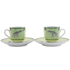 HERMES Green demitasse cup and saucer pair set Tableware Africa Green / ye...