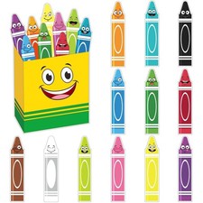 Back to School 60Pcs Crayon Bulletin Board Cutouts Classroom Decorations Firs...