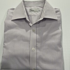 Marks  Spencer 100 Cotton Non Iron Pink Stripe Dress Shirt Size 16.5