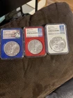 2016 $1 American Silver Eagle 30th Ann Red, White , Blue NGC MS70 FDOI Set