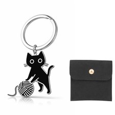CZFSWT 2Pcs Black Cat Keychain Set, Cats Accessories for Women, Cats Gifts