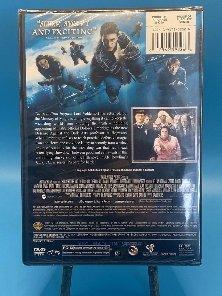 Harry Potter-Order of the Phoenix Widescreen Edition New/Sealed DVD-JK Rowling! - Image 2 of 2