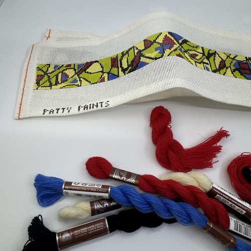 Handpainted Needlepoint Canvas Patty Paints B005 Colorful Abstract Started READ - Picture 7 of 9