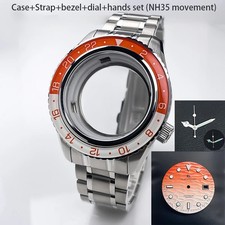 44mm GS Watch Case Set Mod Kit Luminous Bezel Sapphire Dial Hands Fit NH34 NH35