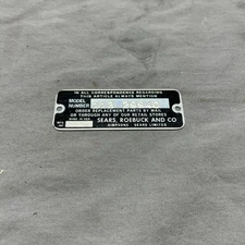 CRAFTSMAN 10” BENCH SAW MODEL TAG FOR MODEL 113.29940 SAW