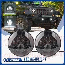 Pair Black 7 Led Headlights Hilo For Jeep Wrangler Jk 2007-2016 2017 2018 Dot