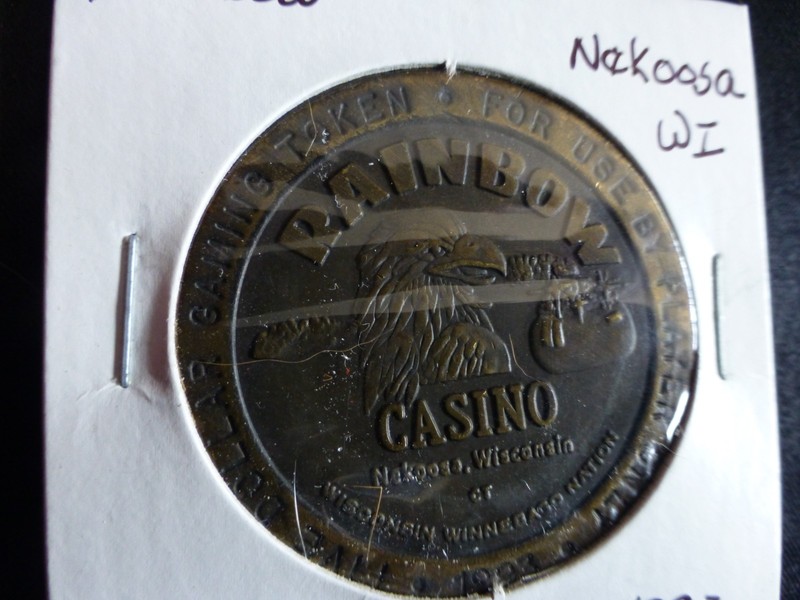 RAINBOW CASINO NEKOOSA WISCONSIN $5 GAMING TOKEN DATED 1993