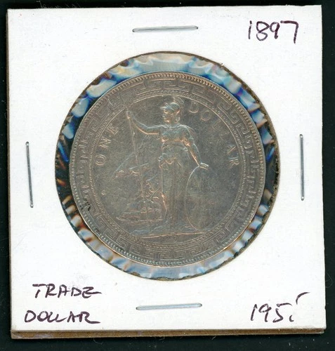 GREAT BRITAIN 1897 TRADE DOLLAR SILVER COIN - KM# T5 - AS SHOWN