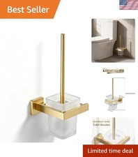 Modern Brushed Gold Wall-Mounted Toilet Brush Set - Elegant Bathroom Essential