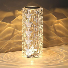 Portable Crystal Table Lamp,3 Color Touch Control Rechargeable Lamp,Crystal Beds