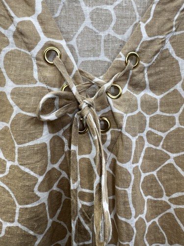 Michael Kors Brown Short Sleeve Linen Blouse Front Tie Coastal Beach Women 1X - Picture 3 of 9