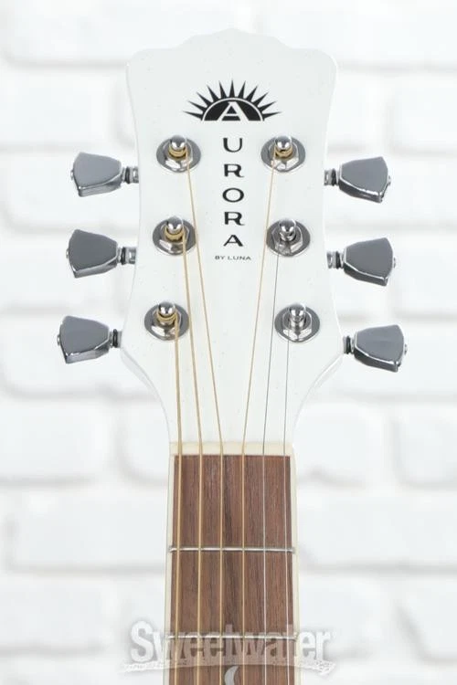 Guitarra acústica Luna Aurora Borealis tamaño 3/4 - blanco brillante Foto 3 de 4