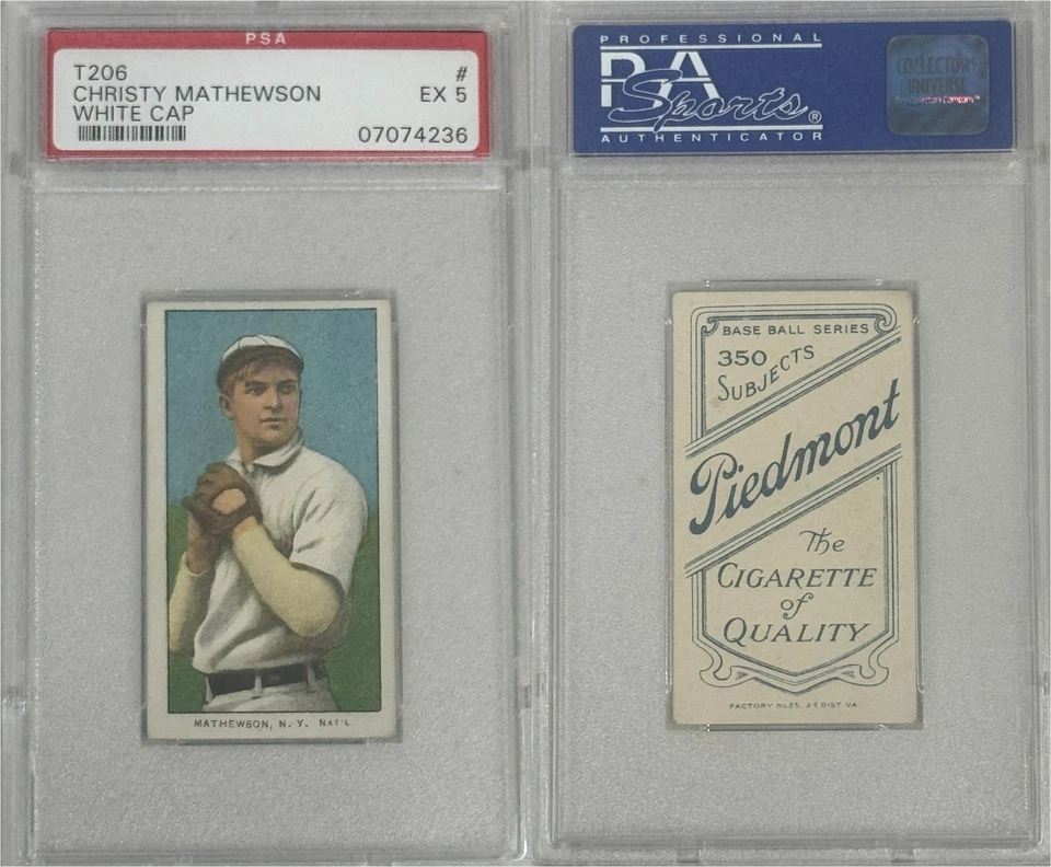 Christy Mathewson 1909 T206 White Cap Piedmont 150 - PSA 5 Excellent