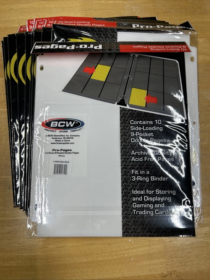 Lote de 10 - Nuevo en caja 18 páginas profesionales BCW de bolsillo carga lateral blanca - Total 100 páginas Foto 3 de 4