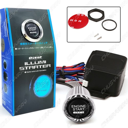 Universal For Car Engine Start Push Button Switch Ignition Starter Kit Blue 12v - Foto 11 di 12