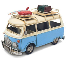 T1 Camper Van Blue Vintage Tin Metal Model 26cm Campervan Surfer Van Summer Days
