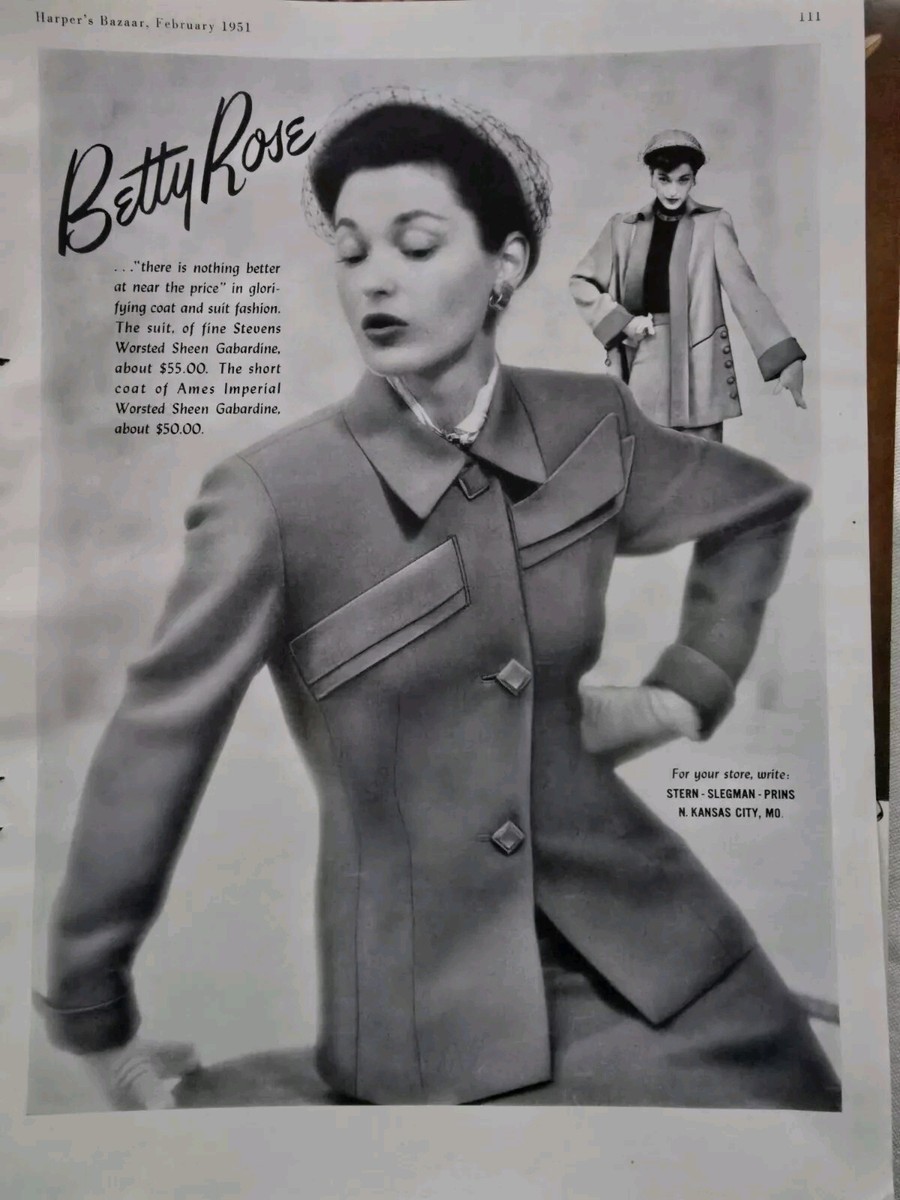 Clothing Betty Rose Vintage Coat 1951 Womens Betty Rose Gabardine