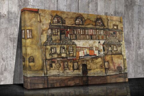 Egon Schiele House Wall on the River  Canvas print wall art framed or print only - Picture 1 of 5