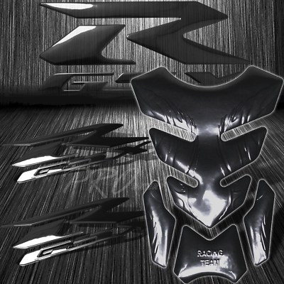 Black Tribal Fire Fuel Tank Pad+3D Suzuki GSX-R GSXR Logo Fairing Emblem Sticker
