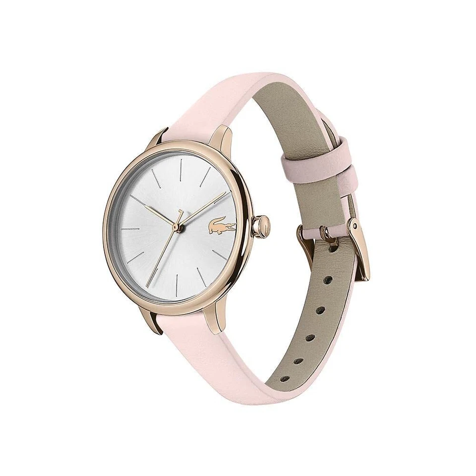RELOJ MUJER LACOSTE 2001101 CANNES ESFERA PLATEADA CORREA CUERO ROSA CLARO Foto 3 de 4