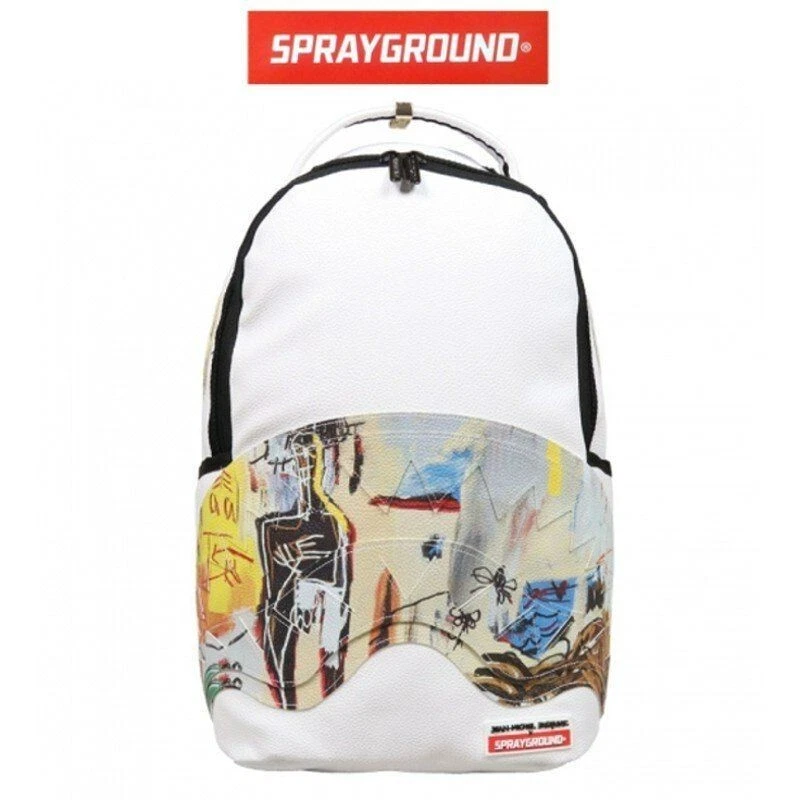 Sprayground x Jean Michael Basquiat White Shark Backpack Bag NEW