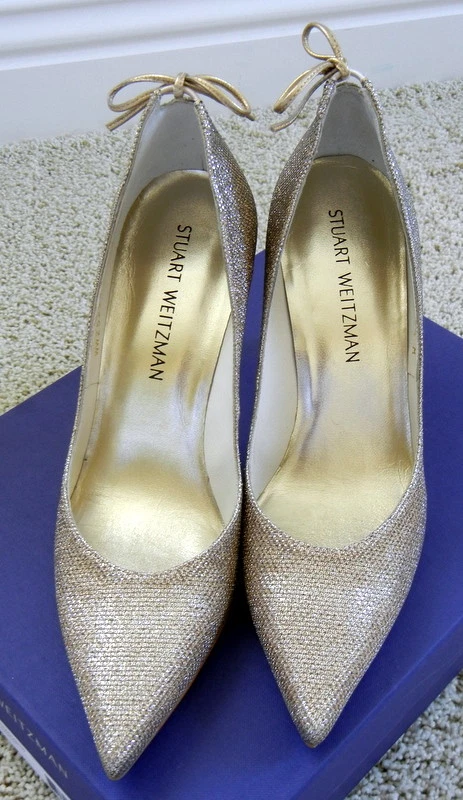 Bombas Stuart Weitzman nuevas en caja platino negro peekabow talla M 8,5 WW25291 Foto 2 de 4