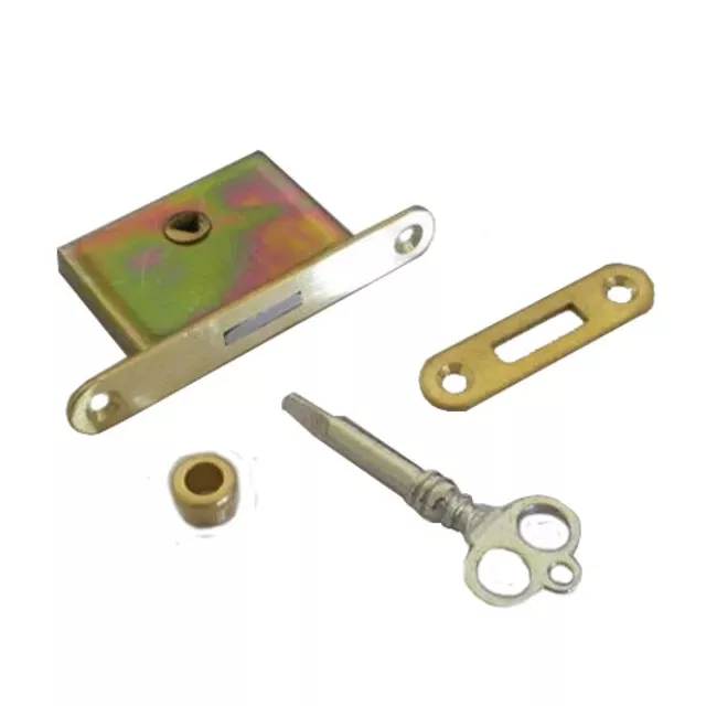 Piano Lock Complete Kit Brass W Lock Triangle Key Striker Plate