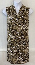Michael Kors Misses M Green Print Sleeveless Dress bodycon stretchy j202