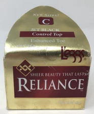 Vintage NIP L'eggs Control Top Reliance Enhanced Toe Pantyhose Size C Jet Black