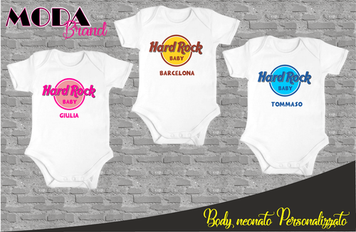 BODY NEONATO DA 0 A 24 MESI HARD ROCK BABY CON NOME BAMBINO O CITTà 3  COLORI | eBay