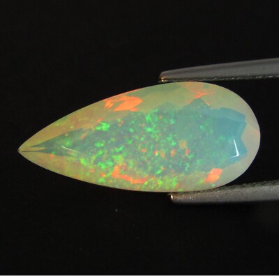 4.54Cts Glorious Natural Ethiopian White Opal Color Play Pear Cut Collection Gem