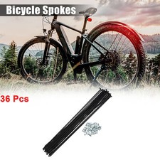 36 Pcs 14G J Bend 280mm x 2mm Bike Bicycle Spokes with Nipples Steel Black