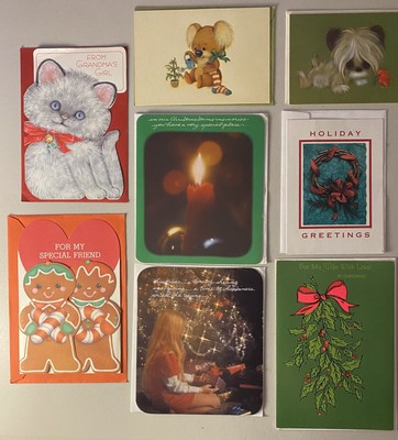 Vintage Christmas Cards Lot 8 - BURGOYNE, Soft Touch, Hallmark , Carlton W/env