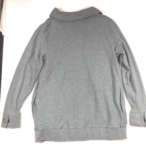 Liz Lange Maternity Long Sleeve Sweater Jacket Size Medium M Gray Snap Front - Picture 7 of 8