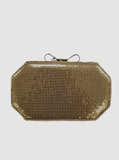 $325 Whiting & Davis Women Gold Tone Mini Embellished Box Clutch Purse Hand Bag
