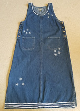 VINTAGE Y2K Womens Jumper Dress-AMILANO-blue denim embroid Cottagecore teacher-L