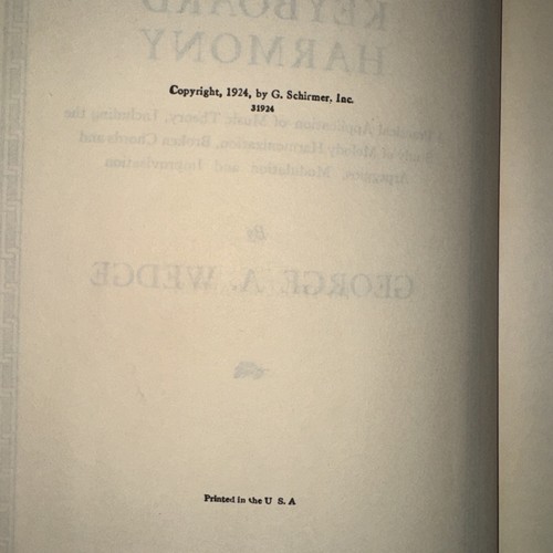 Vintage 1924, KEYBOARD HARMONY, by George A Wedge, G. Schirmer Inc. 1st Edition - Picture 7 of 15