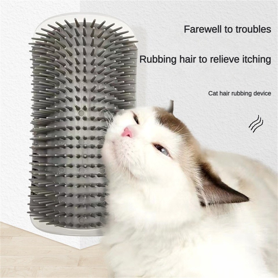 Cat Self Groomer Brush Wall Corner Grooming Brush Massage Hair Comb