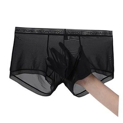 Mens Sexy Ice Silk Underwear See Through Boxers Sheer Trunks Large 1 ...