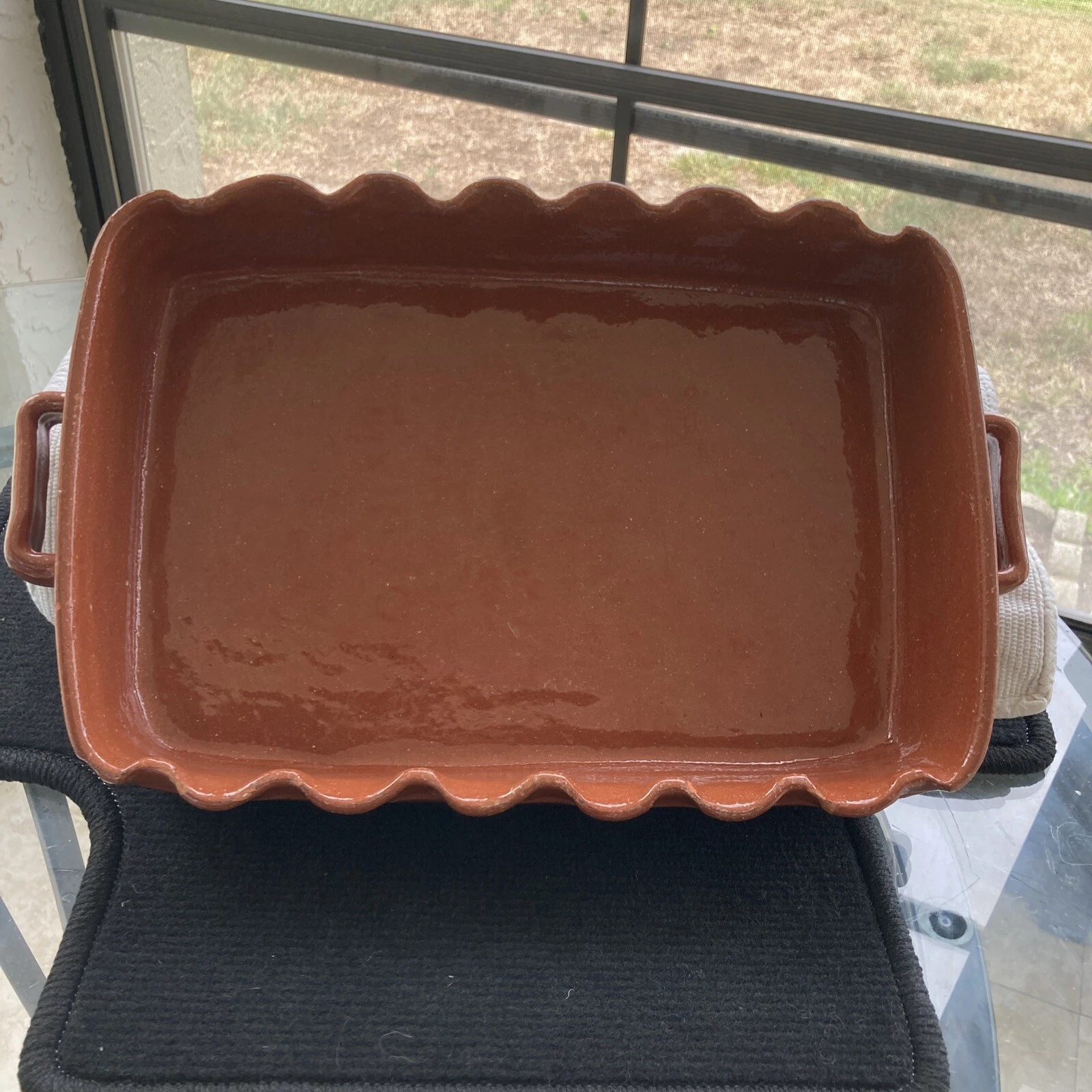 Terracotta Scalloped Lasagna Casserole Shepherd’s Pie Dish Baking Pan 13 X 9 VGC