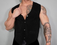 BLACK SUEDE VEST SIZE MEN'S LARGE PLEASE READ