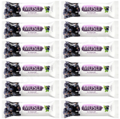 12 TEKMAR MUSLI Blackcurrant & Yogurt Breakfast Cereal Bars Snacks 30g 1.05oz